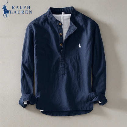 Premium Linen Shirt – Mandarin Collar